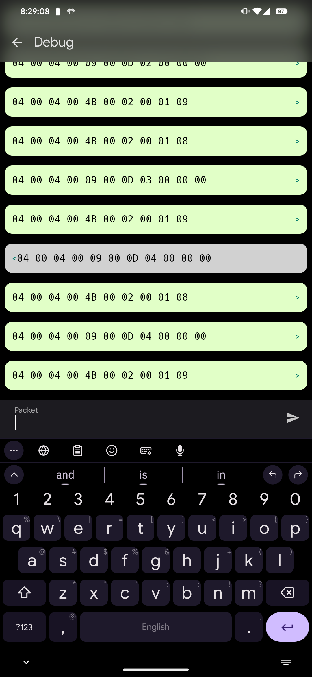 Debug Screen